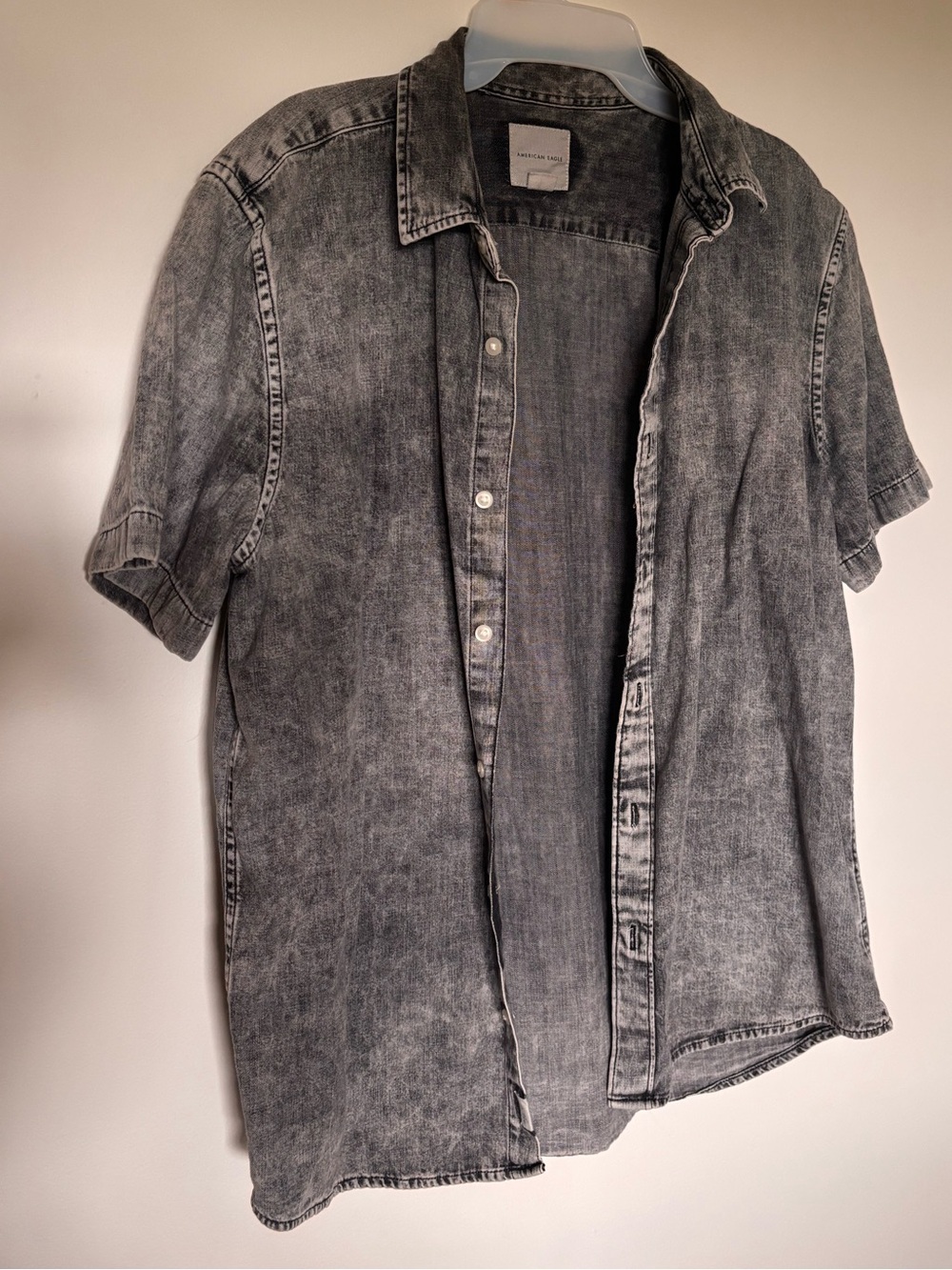 American Eagle Gray Wash Denim Button Up Shirt